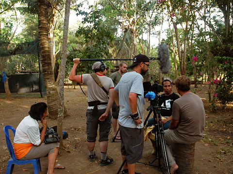 Film crews from the US’s Born to Explore film crews from the US’s Born to Explore with Richard Wiese interviewing FNPF's director at FNPF's Community Centre on Nusa penida island