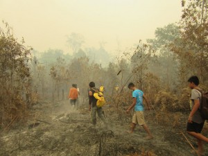 The team have to relocate before they are surrounded by fire.